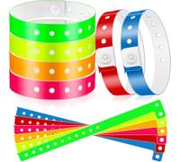 Goufride 48 Pulseras de Vinilo, Pulseras de Plástico para Eventos, Pulseras Coloridas para Eventos, Conciertos, Discoteca, Juego 1