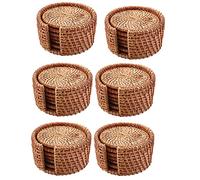 Goufride Juego de 36 posavasos para bebidas, accesorios de té Kungfu, vajilla redonda, mantel individual tejido de ratán, almohadilla de 8 cm de diámetro