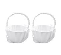 Goufride Paquete de 2 Cestas de Flores de SatéN para Bodas, Cesta RomáNtica con Lazo para Fiestas, Rosas, Flores para NiñAs