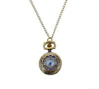Goufride Reloj de Bolsillo en Tono Bronce con Textura Floral y Caja Hunter, Reloj de Bolsillo para Mujer, Reloj con Collar