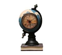 Goufride Reloj de Escritorio Tarro de Ahorro Multifuncional Reloj de Personalidad con Forma de Globo de Resina Retro para DecoracióN de Reloj de Cabecera de Oficina Azul