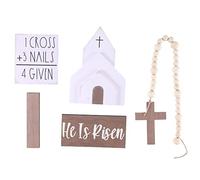 Goufride SeñAles de Madera ArtíCulos de Bandeja con Niveles de Pascua Conjunto de DecoracióN de Escena de Natividad RúStica para Escena de Pascua, ReligióN, Iglesia