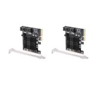 Goufride Tarjeta de expansión PCIE a 5 puertos III de 6 Gbps, tarjeta adaptadora de chasis de computadora JMB585 con 10 cables