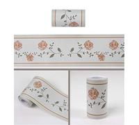 GouieRylin Borde Del Papel Pintado Auto Adhesivo Flor amarilla sobre blanco Del Papel Pintado Del Pvc Cenefa Autoadhesiva Para DecoracióN De Pared De Cocina BañO 10.6cm X 1000CM