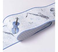 GouieRylin Borde Del Papel Pintado Auto Adhesivo Instrumento musical azul Del Papel Pintado Del Pvc Cenefa Autoadhesiva Para DecoracióN De Pared De Cocina BañO 10.6cm X 500CM