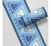 GouieRylin Borde Del Papel Pintado Auto Adhesivo Triángulo azul Del Papel Pintado Del Pvc Cenefa Autoadhesiva Para DecoracióN De Pared De Cocina BañO 10cm X 500cm