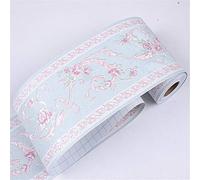 GouieRylin Papel pintado frontera blanco y negro Flor azul habitación de los niños espesar impermeable vinilo cubierta fronteras decoración del hogar azulejos decoración etiqueta 10.6cm X 500CM
