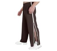 GOUJIAN Unisex Tearaway Pants with Pockets M-3XL, Reha Women's Side Open Baggy Tracksuit Pants with Side Zipper Wide Leg Leisure Wide Jogging Casual Pantalones Ocio(Brown,XXL)