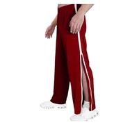 GOUJIAN Unisex Tearaway Pants with Pockets M-3XL, Reha Women's Side Open Baggy Tracksuit Pants with Side Zipper Wide Leg Leisure Wide Jogging Casual Pantalones Ocio(Rouge,XL)