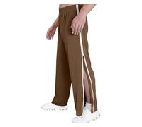GOUJIAN Unisex Tearaway Pants with Pockets M-3XL, Reha Women's Side Open Baggy Tracksuit Pants with Side Zipper Wide Leg Leisure Wide Jogging Casual Pantalones Ocio(Light Brown,M)