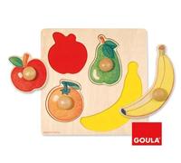 Goula Puzle de Madera Frutas 4 Piezas para Niños - Coordinación Ojo/Mano y Aprendizaje