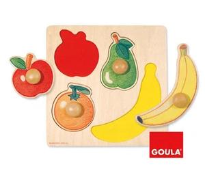 Goula Puzle de Madera Frutas 4 Piezas para Niños - Coordinación Ojo/Mano y Aprendizaje