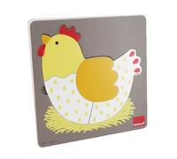 Goula - Puzle gallina de 3 Niveles - Encajable de Madera a Partir de 2 años