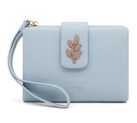 GOUNNU Monederos de Mujer Cuero PU Cartera Mujer Pequeña RFID Bloqueo Billeteras para con Cremallera de Bolsillo, Carteras Monedero con 7 Ranuras para Tarjetas y Pulsera (Azul-1)