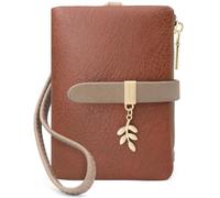 GOUNNU Monederos de Mujer Cuero PU Cartera Mujer Pequeña RFID Bloqueo Billeteras para con Cremallera de Bolsillo, Carteras Monedero con 7 Ranuras para Tarjetas y Pulsera (Café)