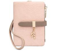 GOUNNU Monederos de Mujer Cuero PU Cartera Mujer Pequeña RFID Bloqueo Billeteras para Mujer con Cremallera de Bolsillo, Carteras Monedero Mujer con 7 Ranuras para Tarjetas y Pulsera (Rosa)