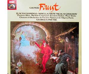 Gounod - Gounod - Faust - orchestre du théâtre National de l'Opéra Geoges Prêtre - Placido Domingo - Mirella Freni - Nicolaï Ghiaurov - Thomas Allen Michèle Command - Jocelyne Taillon - Marc Vento lot de 4 disques EMI la voix de son maître avec coffret et livret -