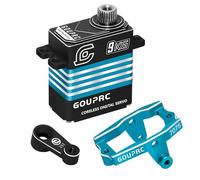 GOUP RC Servo de motor sin núcleo de metal de 9 kg de alto par con soporte de montaje servo y brazo y para 1/18 TRX4M Servo RC piezas de actualización de coche (azul)