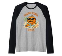 Gourd Vibes Only Funny Beach Pumpkin Halloween Summer Camiseta Manga Raglan