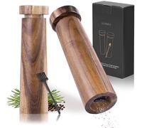Gourmeo Salero y Pimentero Madera - Molinillo Pimienta y Sal con Ajuste de Molienda - Fácil de Rellenar y Limpiar con Cepillo - Molinillo de Pimienta y Sal de Madera de Acacia