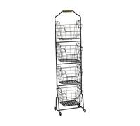 Gourmet 5228872 Basics Mikasa Ferme - Cesta de almacenamiento para el hogar y el fruta, 4 pisos, metal, grande, color negro envejecido