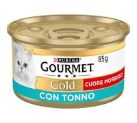 Gourmet Gold Corazón Suave Comida húmeda para Gatos con atún, Gattogourmecuto, latas de 85 gr, Unidad