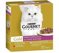 Gourmet Gold Fine Composition Comida húmeda para Gatos, Mezcla de variedades, Paquete de 12 Unidades (12 x 8 latas de 85 g)