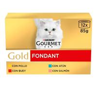 Purina Gourmet Gold Fondant, Comida Húmeda para Gato Pack Surtido, 8 packs de 12 latas de 85g - 96 latas