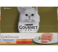 Purina Gourmet Gold Mousse, Comida Húmeda para Gato Pack Surtido, 8 packs de 12 latas de 85g - 96 latas