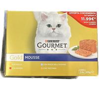 Gourmet Gold Mousse mortero/Pollo/Pescado/TAC [1 Paquete de 24 latas x 85 gr]
