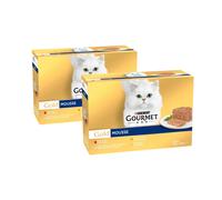 GOURMET - Gold PACK 2 (24x85 gr) - Mousse Pack Surtido (Buey, Pescado del Océano, Hígado y Pavo) (2 Cajas de 12x85 gr)