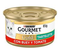 Purina Gourmet Gold Tartallette Buey Tomate Caja 24X85Gr, comida húmeda para gatos