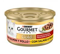 Gourmet Gold Trocitos en salsa para gato - Salmón y pollo - Cantidad: 12 x 85 g