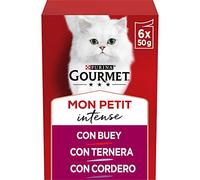 GOURMET Mon Petit, Comida Húmeda para Gato Adulto, Trocitos en Salsa, Surtido de Buey, Ternera y Cordero, 8 Packs de 6 Sobres de 50 g. (48 sobres)