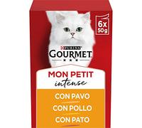 Gourmet Purina Mon Petit Finos Cortes en Salsa, Comida Húmeda para Gato con Pato, Pollo y Pavo, 8 packs de 6 sobres 50g - 48