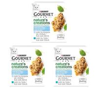 GOURMET Nature's Creations | Adulto Gato | Mini Bocados | Pescado del Océano Relleno Espinacas & Arroz, Atún Relleno Tomates & Arroz | 8 x 85 g (Baya) (Paquete de 3)