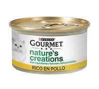 GOURMET Nature's Creations, Comida Húmeda para Gato Adulto, Trocitos de Pollo en Salsa, Pack de 24 Latas de 85 g