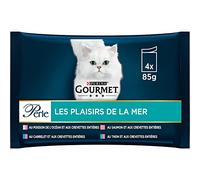 Gourmet Perla | LOS PLACIOS del MAR | Gato Adulto | Masa | Pez del Océano, Azulejo, Salmón, Atún | Lote de 12 de 4 x 85 g| Bolsa Fresca