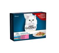 Gourmet Perle - Comida húmeda para Gatos Adultos, bocaditos de placeres del mar con Pescado del océano, platessa, salmón, atún, 48 Sobres de 85 g