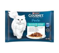 Gourmet Perle Comida húmeda para gato adulto – Pescado y gambas (salmón y atún) – 48 sobres 85 g