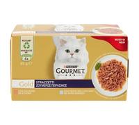 Gourmet Purina Gold - Cuchillos de Comida húmeda para Gatos con Pescado del océano y salmón, 4 latas de 85 g