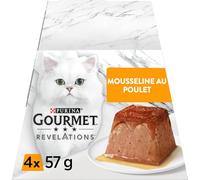 Gourmet PURINA Revelations Gasa de Pollo con Relleno de Salsa - 4 x 57 g - Porciones de Comida para Gatos Adultos - Juego de 6