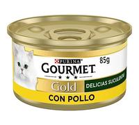 Gourmet PurinaGold Delicias Suculentas, Comida Húmeda para Gato con Pollo, Lata de 85g