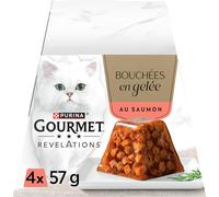 Gourmet Revelations | Gato | Bocados en Jalea | Salmón | Porciones Comidas para Gatos Adultos | 4 x 57g