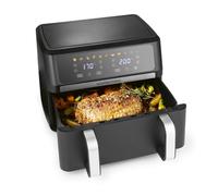 GOURMETmaxx AirGenius Freidora de aire caliente, 10 l - 2 x 5 l Airfryer Vario Room | Freidora con 10 programas y pantalla táctil | Freidora de aire caliente 2 habitaciones - 2 platos al mismo tiempo