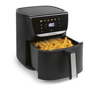 GOURMETmaxx AirGenius Freidora de aire caliente, 5,5 l, freidora con 7 programas, mini horno, bajo en grasa y delicioso, para 3 a 5 personas, con pantalla a color, pantalla táctil LED