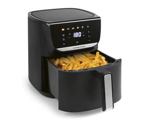 GOURMETmaxx AirGenius Freidora de aire caliente, 5,5 l, freidora con 7 programas, mini horno, bajo en grasa y delicioso, para 3 a 5 personas, con pantalla a color, pantalla táctil LED