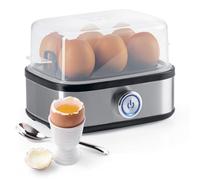 GOURMETmaxx Cocedor de huevos de diseño para 6 huevos | cocedor de huevos con perforador de huevos, vaso medidor y señal acústica | 3 grados de dureza | fácil limpieza y apto para lavavajillas