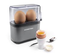 GOURMETmaxx Cuecehuevos para 2 huevos | Cuecehuevos con pinchador de huevos en el medidor de dosis | 3 grados de cocción para su recipiente de huevos | Diseño de tamaño pequeño - piezas lavables en