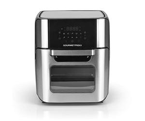 GOURMETmaxx Digital Hot Air Fryer 12 L, Horno XXL, Negro | Airfryer + temporizador, pantalla táctil, espetón giratorio | freír con poca grasa, ahorro de energía | 10 programas incl. pizza | 1800 W